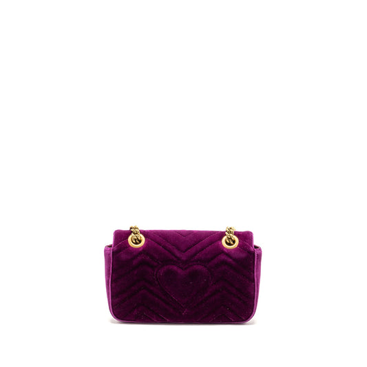 Gucci Mini GG Marmont Shoulder Bag Velvet Hot Pink GHW