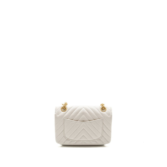 Chanel mini chevron 2.55 reissue flap bag calfskin white GHW (microchip)