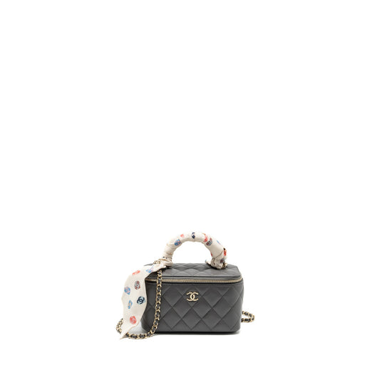 Chanel long vanity case lambskin grey LGHW (microchip)