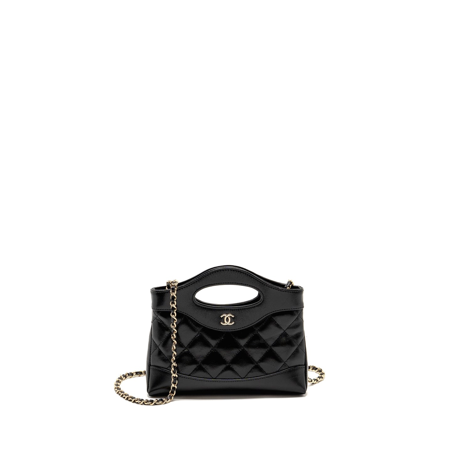 Chanel Mini 31 Clutch with Chain shiny lambskin black LGHW (microchip)