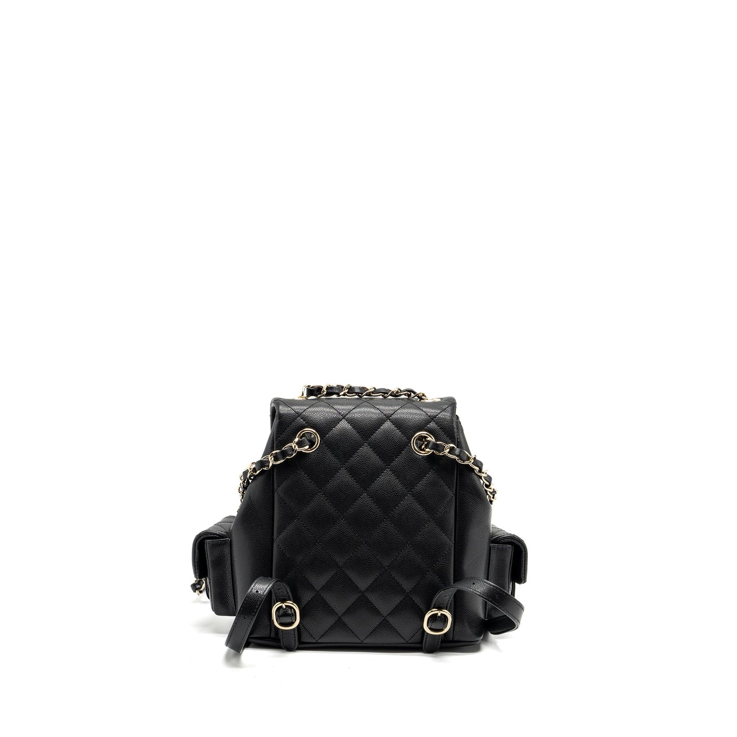 Chanel 23K triple pocket backpack caviar black LGHW (microchip)