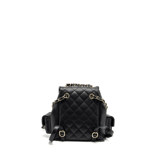 Chanel 23K triple pocket backpack caviar black LGHW (microchip)