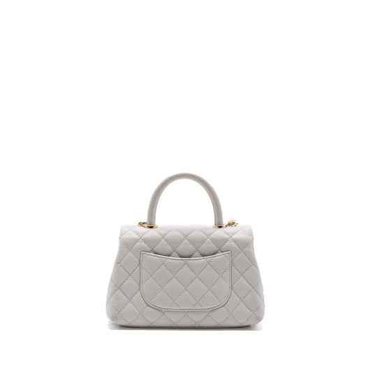Chanel small coco handle caviar light grey LGHW