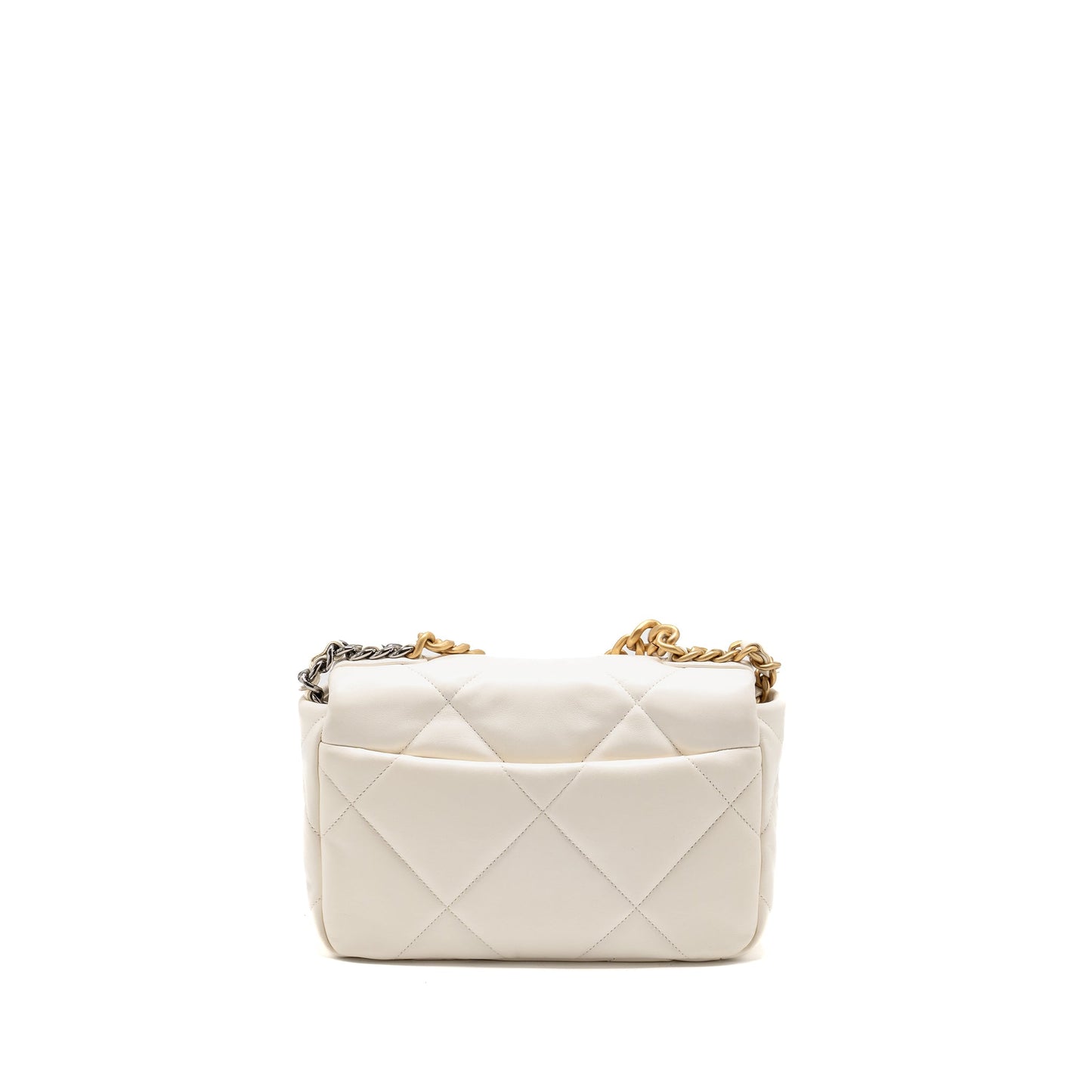 Chanel Small 19 Bag Lambskin White Multicolour Hardware (Microchip)