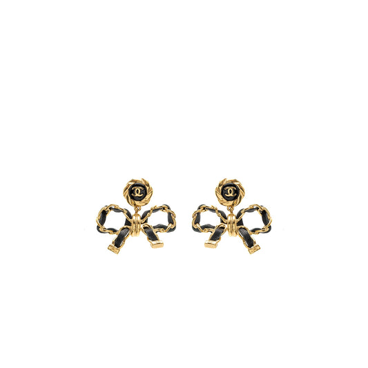 Chanel CC Logo  Bow Drop Earrings Large Model LGHW