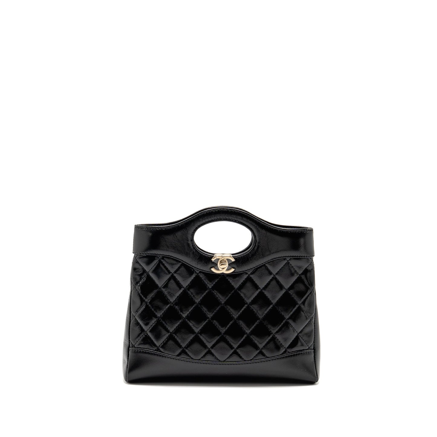 Chanel 25P Mini 31 Bag Shiny Lambskin Black LGHW (Microchip)