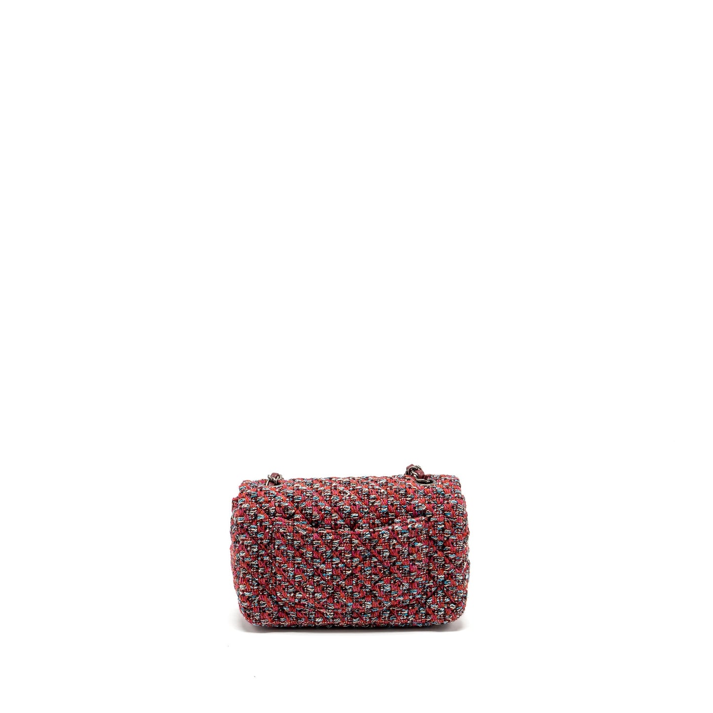 Chanel Mini Rectangular Flap Bag Tweed Multicolour Ruthenium Hardware(Microchip)