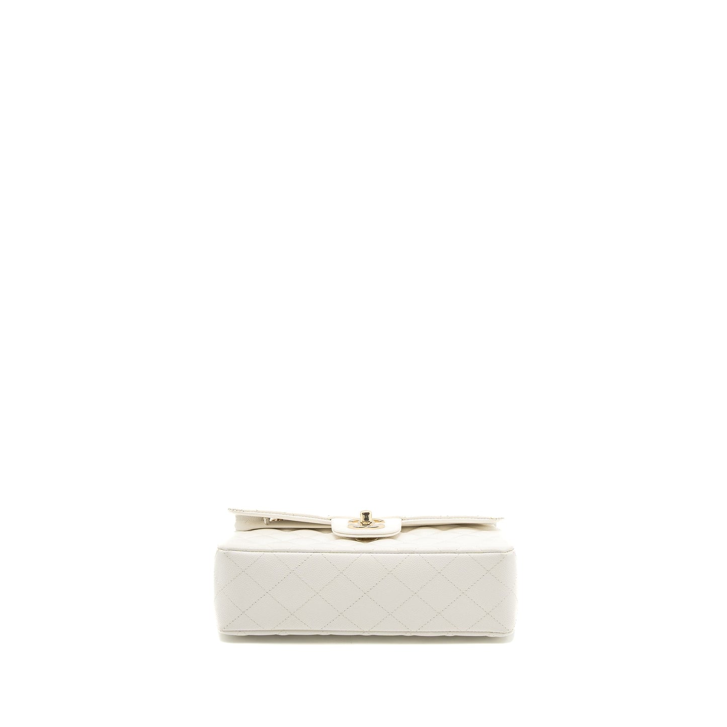 Chanel Small Classic Double Flap Bag Caviar White LGHW (Microchip)