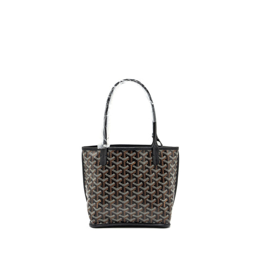 Goyard Anjou Mini Tote Bag Goyardline canvas / calfskin black SHW