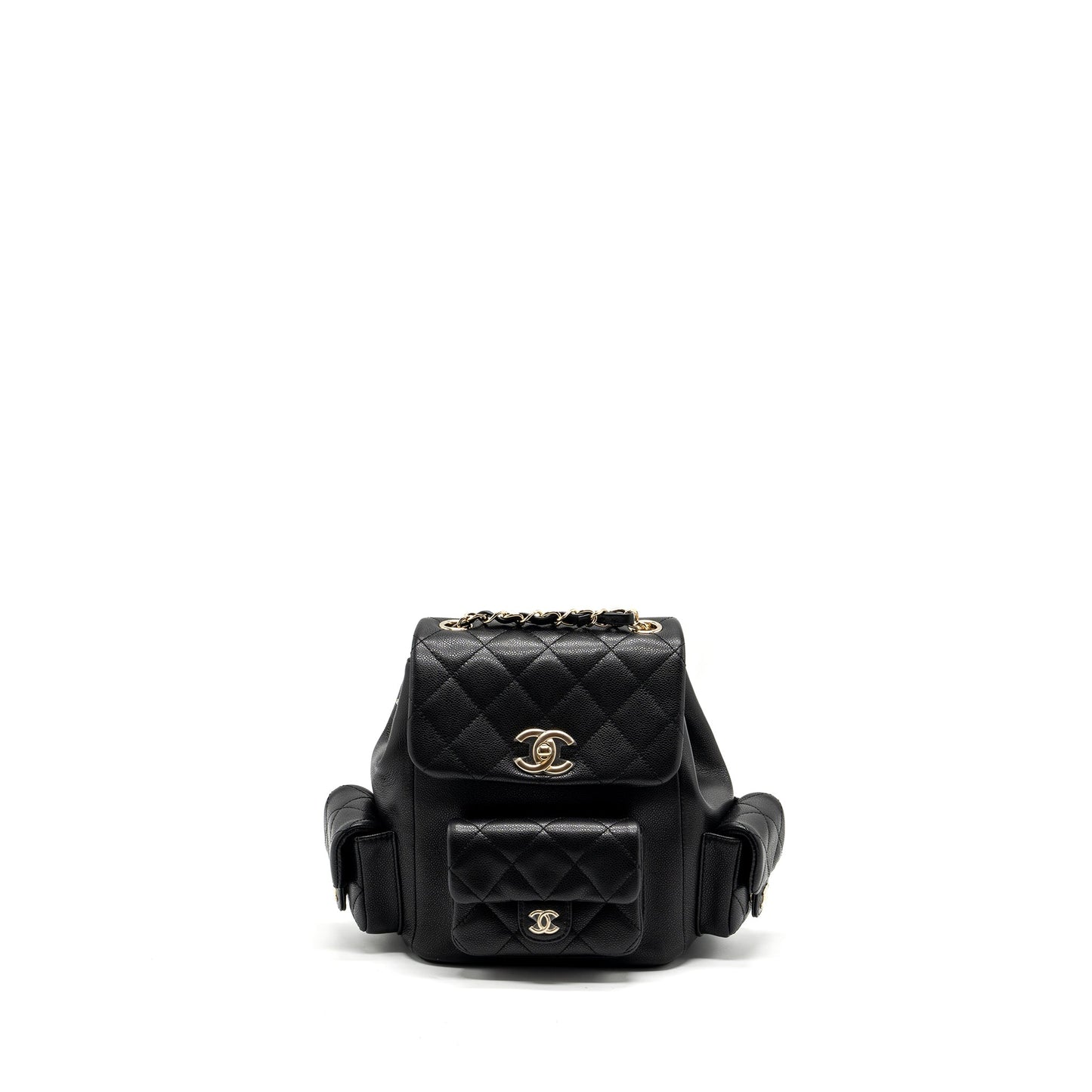 Chanel 23K triple pocket backpack caviar black LGHW (microchip)