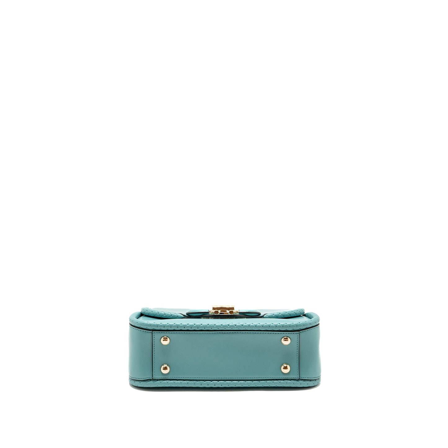 Salvatore Ferragamo Top Handle Flap Lock Bag Calfskin Turquoise LGHW