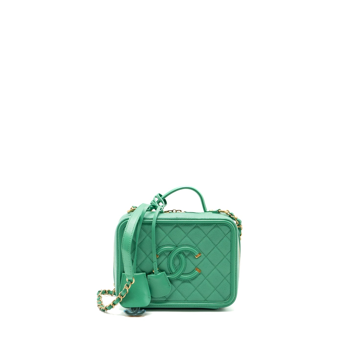 Chanel Medium FiliGree Vanity Case Caviar Green GHW