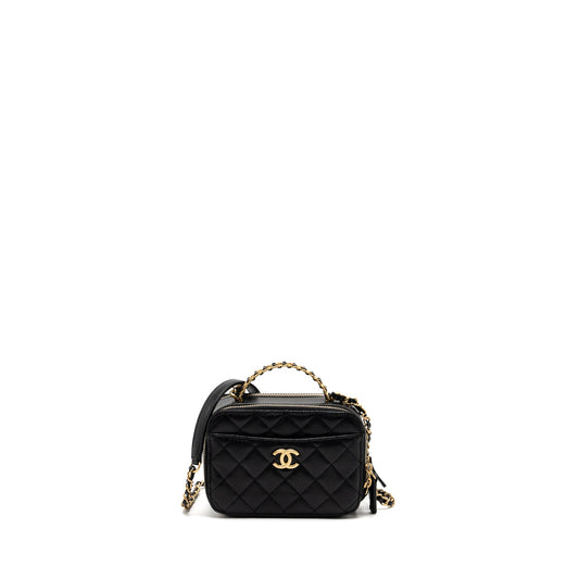 Chanel 22S Letter Top Handle Small Vanity Case Caviar Black Brushed GHW (Microchip)