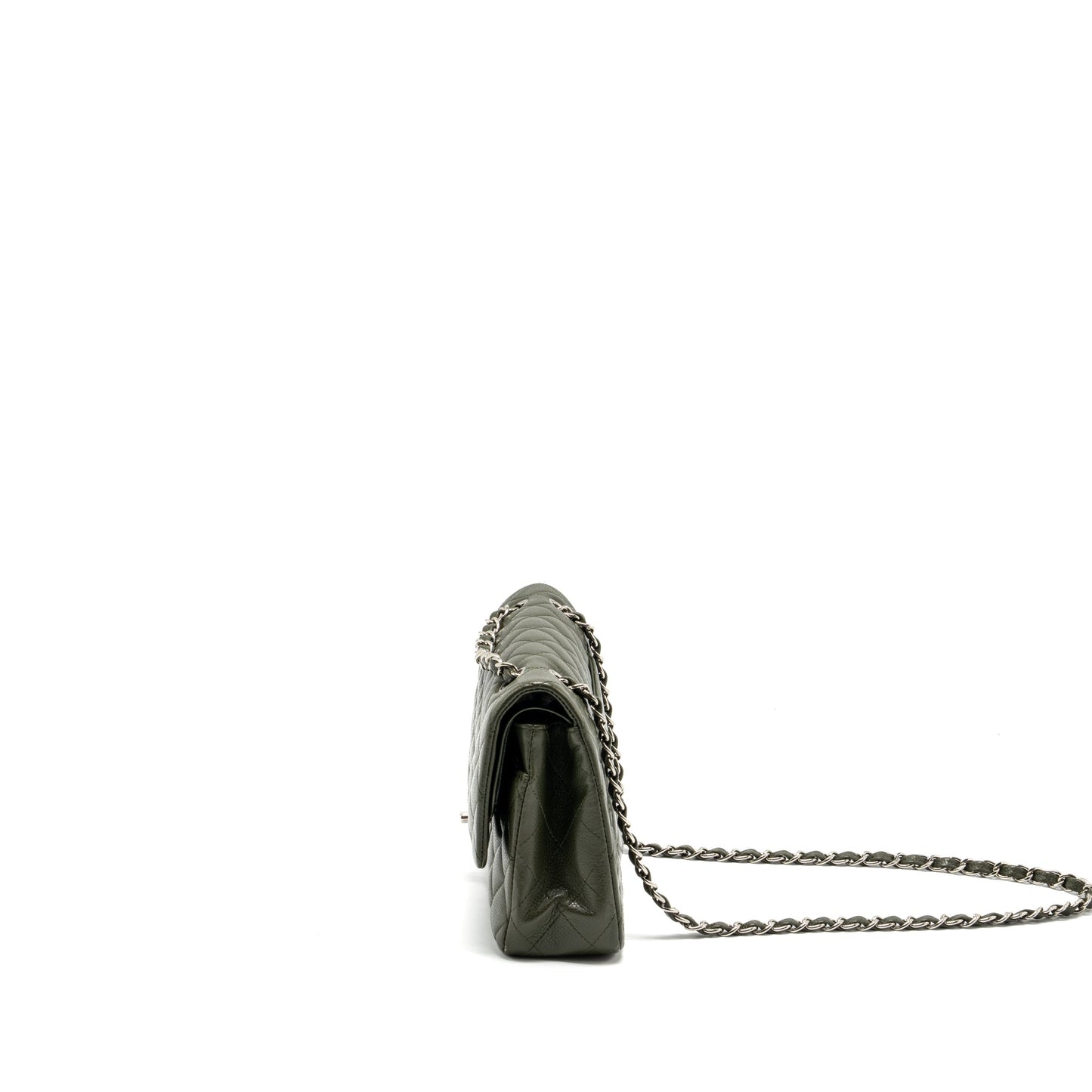 Chanel Medium Classic Double Flap Bag Caviar Olive Green SHW