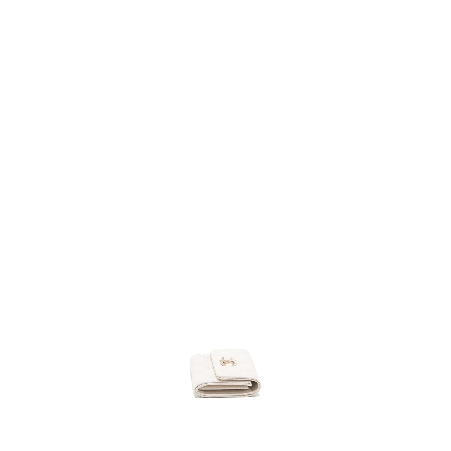 Chanel Detailed CC Logo Classic Card Holder Caviar White SHW (Microchip)