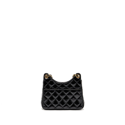 Chanel 23p Hobo Bag Shiny Calfskin Black Brushed GHW(microchip)