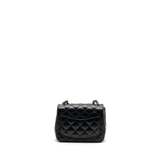 Chanel Mini Square Flap Bag Lambskin Black GHW (Microchip)