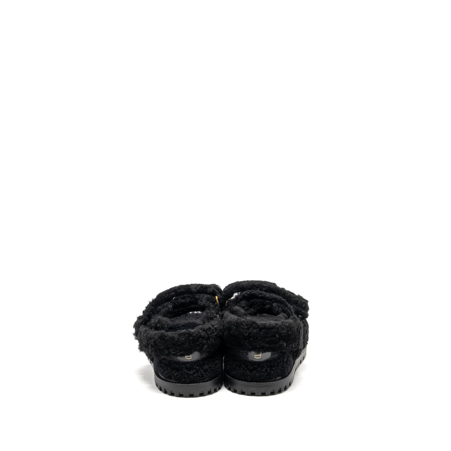 Dior Size 37 Dioract Sandal Shearling/Sheepskin Black GHW