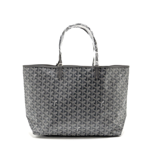 Goyard Saint Louis PM Tote Bag Goayrdine Canvas/Calfskin Grey SHW