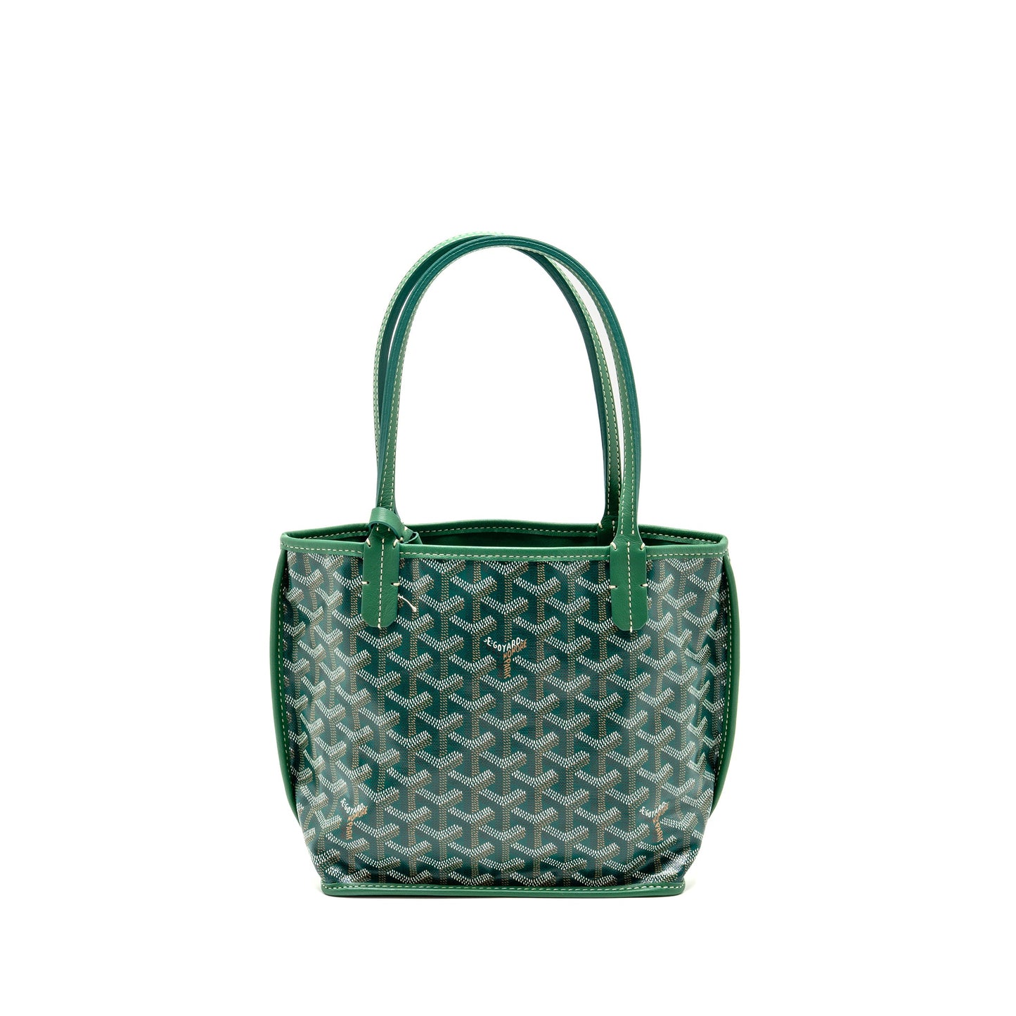 Goyard Mini Anjou Tote Bag Goyardline Canvas Green SHW