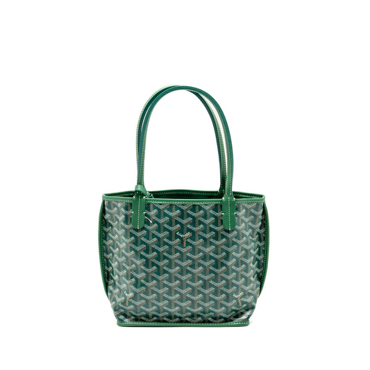 Goyard Mini Anjou Tote Bag Goyardline Canvas Green SHW