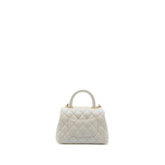 Chanel Mini Coco Handle Caviar Iridescent White LGHW