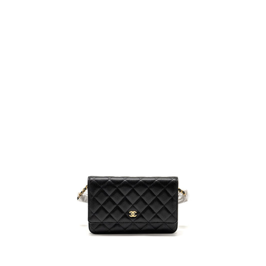 Chanel Classic Wallet on chain caviar black GHW (microchip)