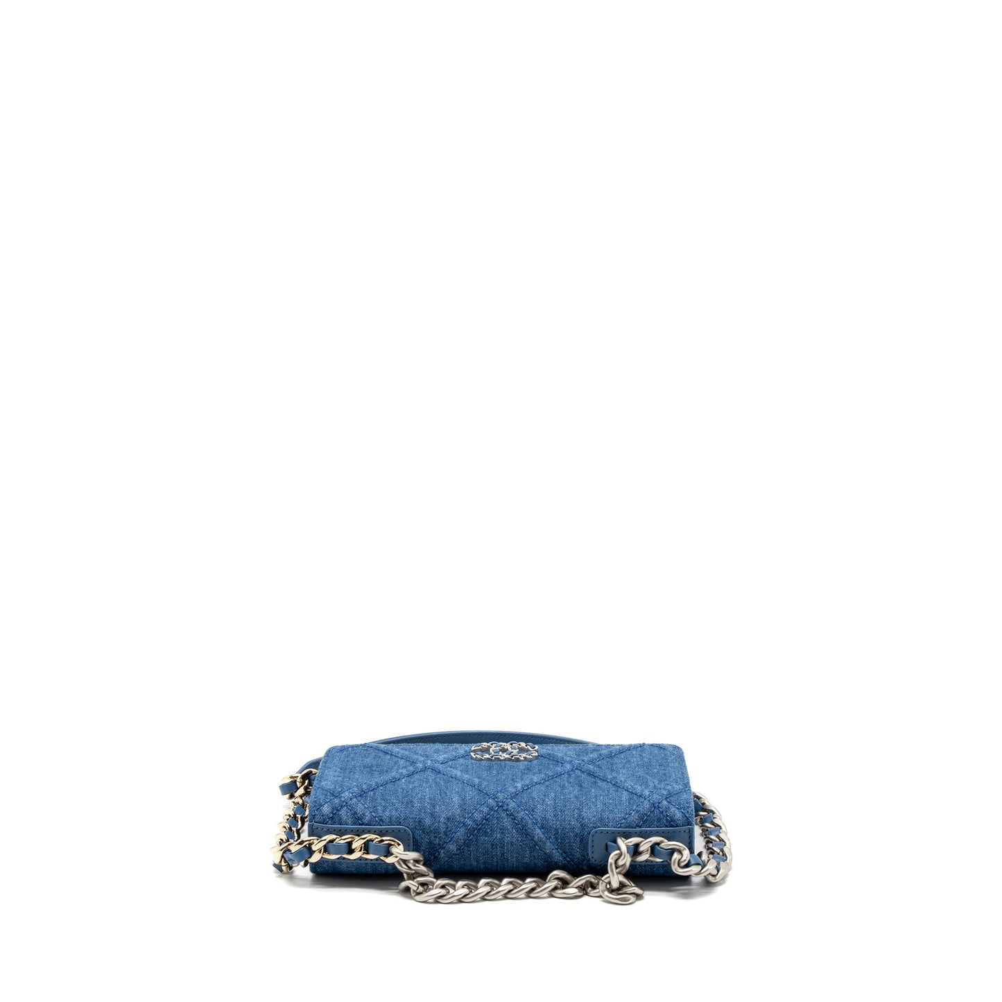 Chanel 19 Wallet On Chain Denim Blue Multicolor Hardware (Microchip)