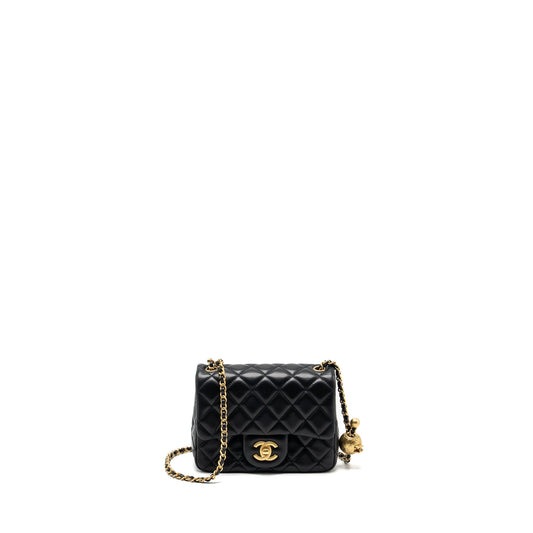 Chanel Pearl Crush Mini Square Lambskin Black GHW (Microchip)