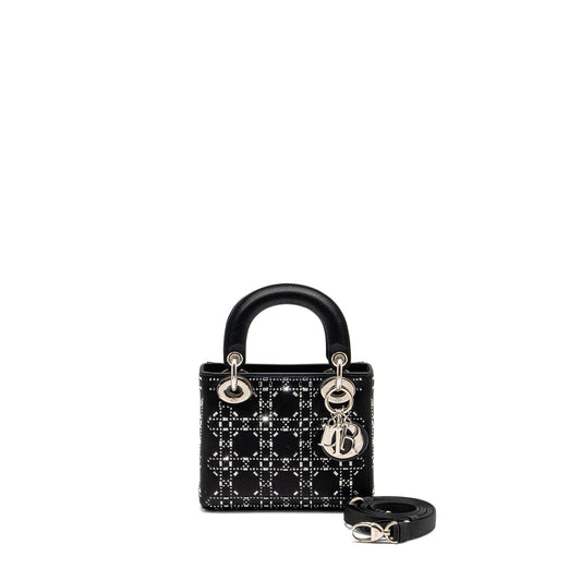 Dior Mini Lady Dior Satin Crystal Black SHW