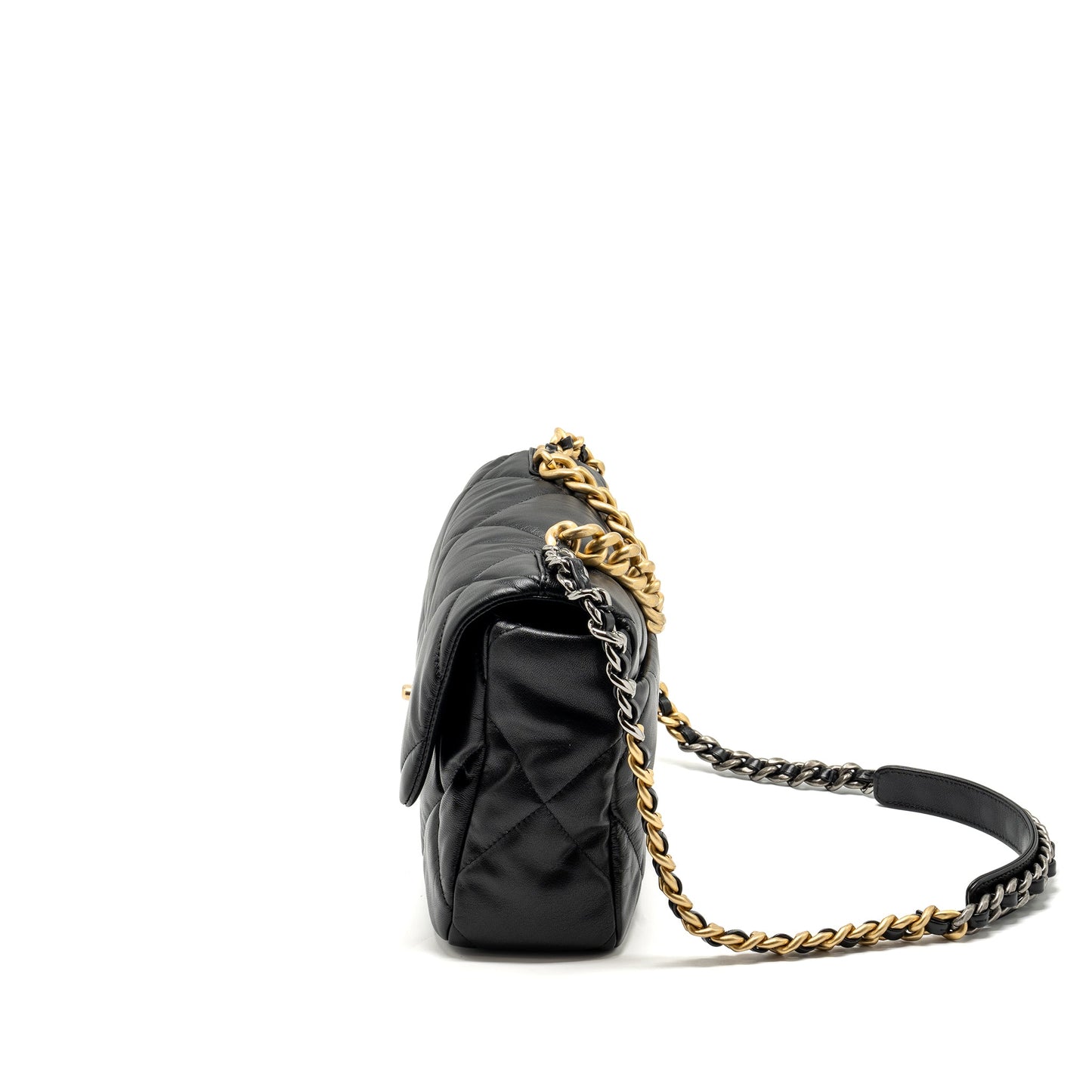 Chanel medium 19 bag goatskin black multicolour hardware