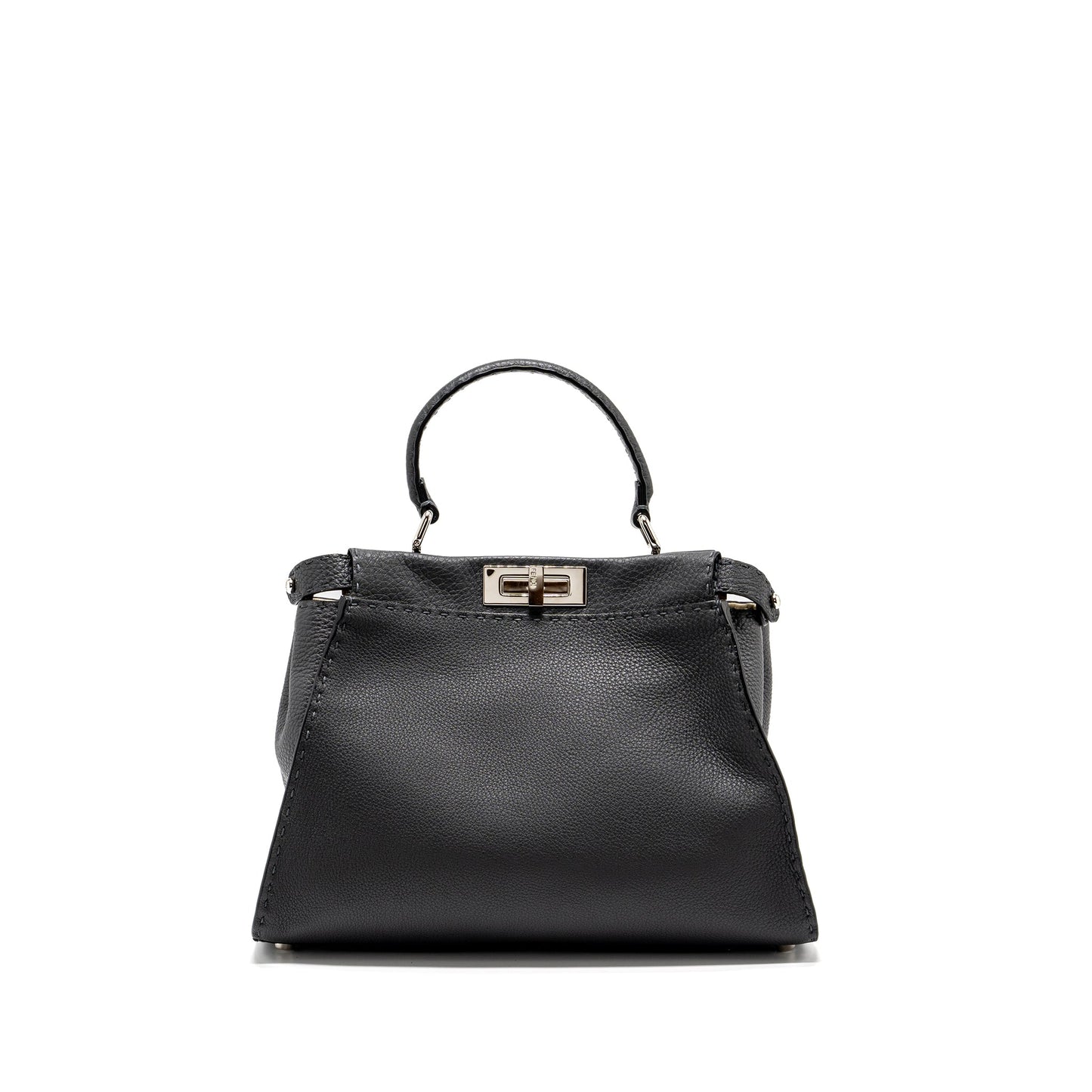 Fendi Medium Peekaboo Bag Selleria Leather Black SHW