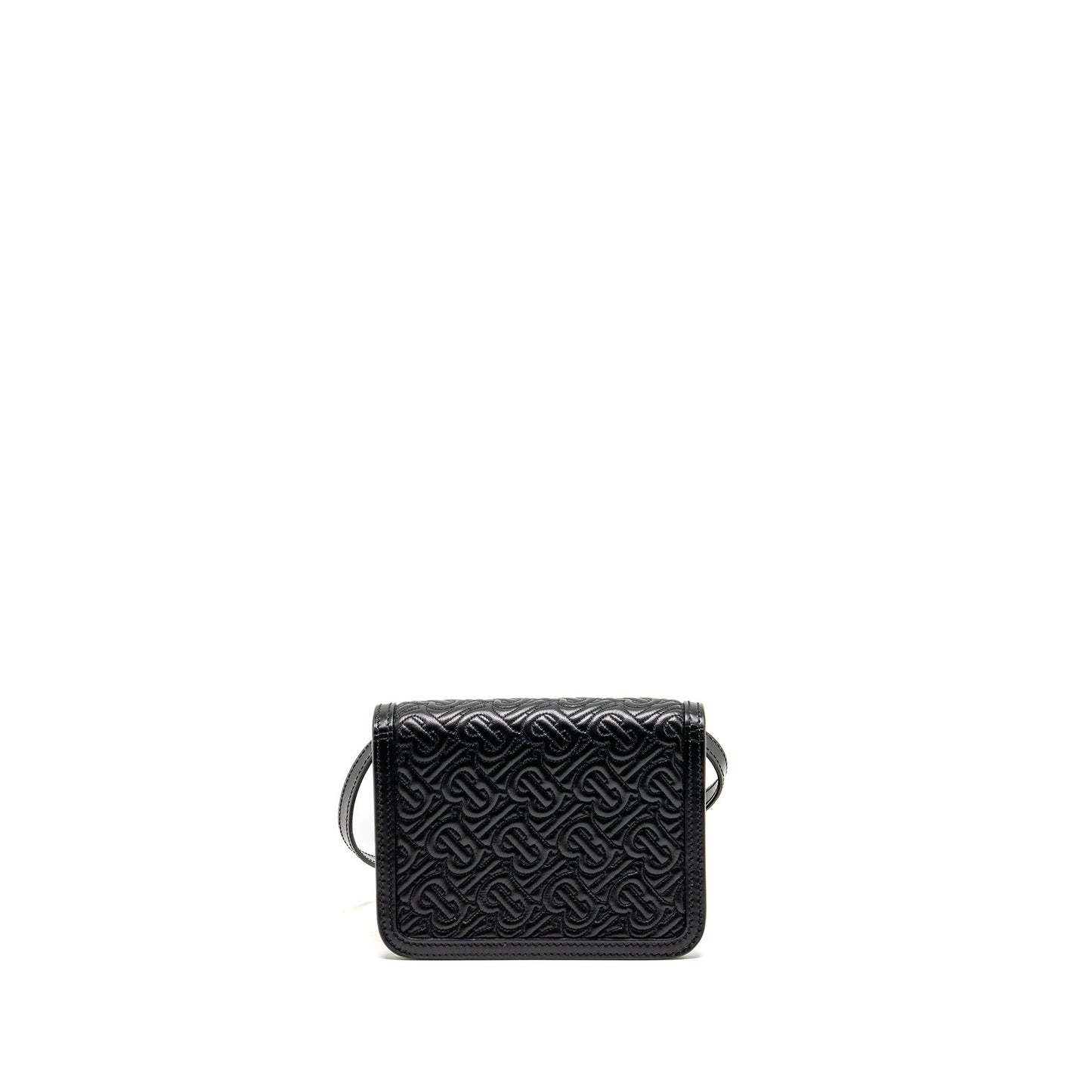 Burberry Mini TB Monogram Embossed Shoulder Bag Lambskin Black GHW