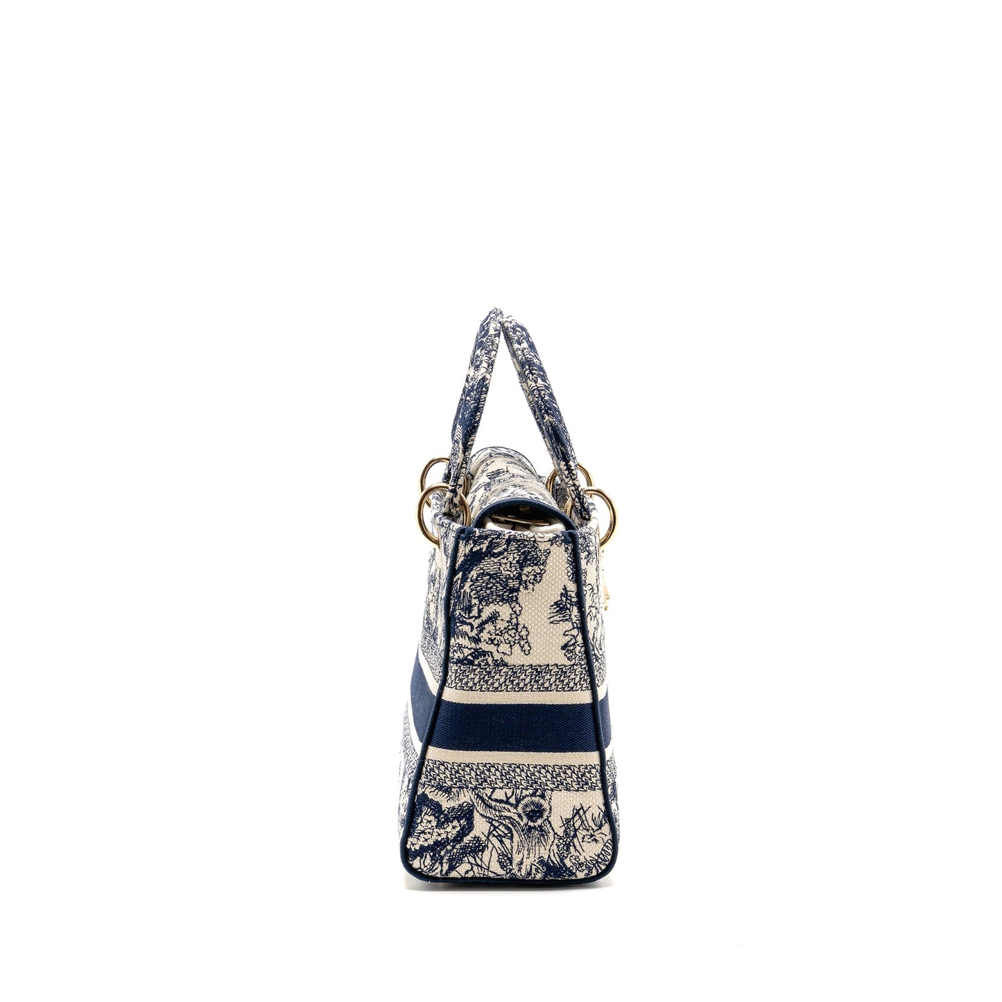 Dior Medium Lady D-Lite Bag Toile de Jouy Embroidery Blue LGHW