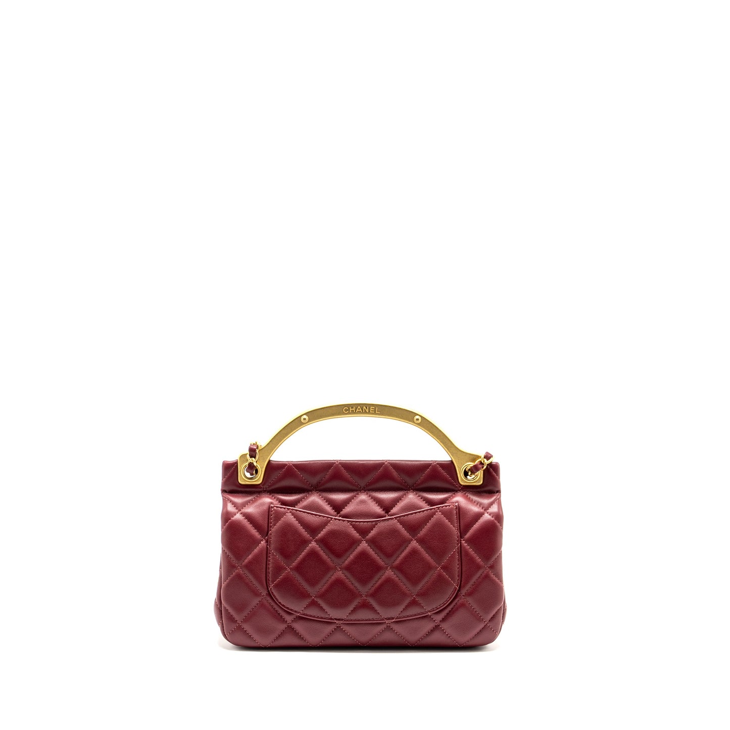 Chanel Lady Handle Bag Lambskin Burgundy GHW (Microchip)