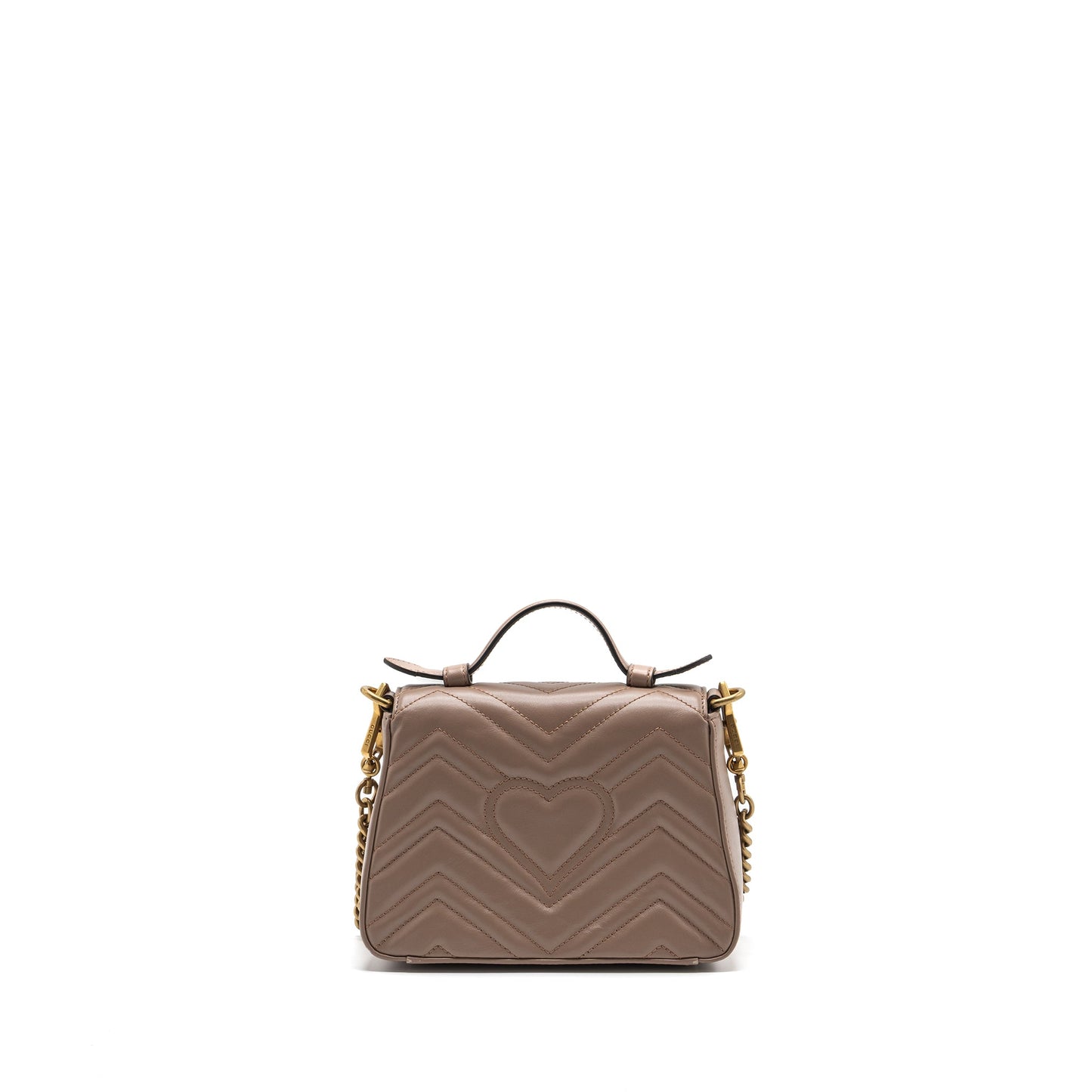 Gucci GG Marmont Mini Top Handle Bag Leather Dark Beige GHW