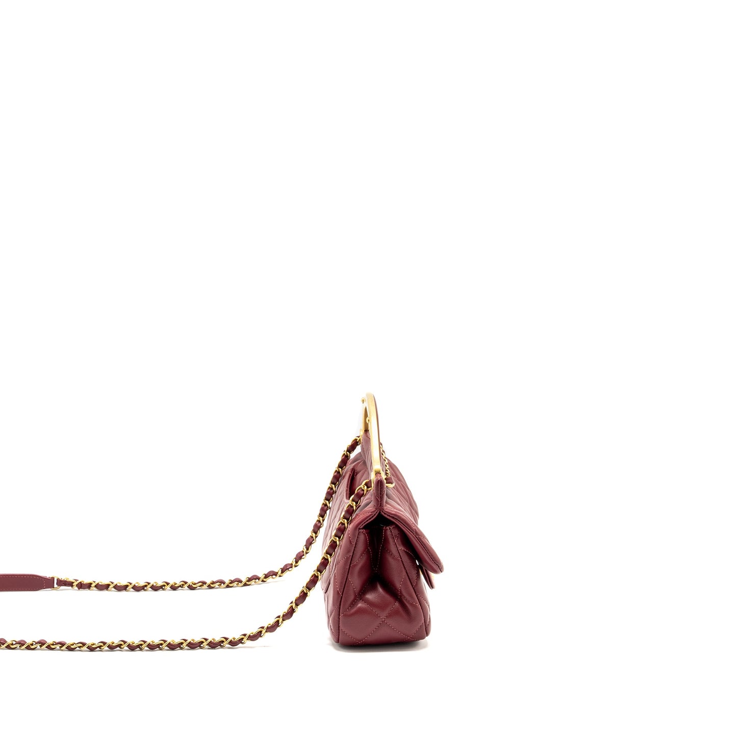 Chanel Lady Handle Bag Lambskin Burgundy GHW (Microchip)