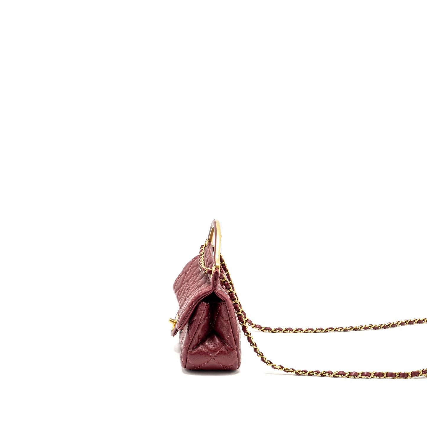 Chanel Lady Handle Bag Lambskin Burgundy GHW (Microchip)
