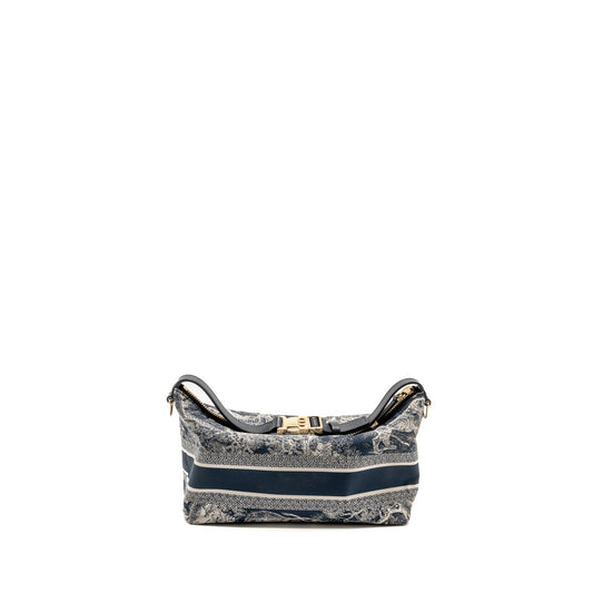 Dior Medium DiorTravel Nomad Pouch Toile de Jouy Reverse Technical Fabric Blue LGHW