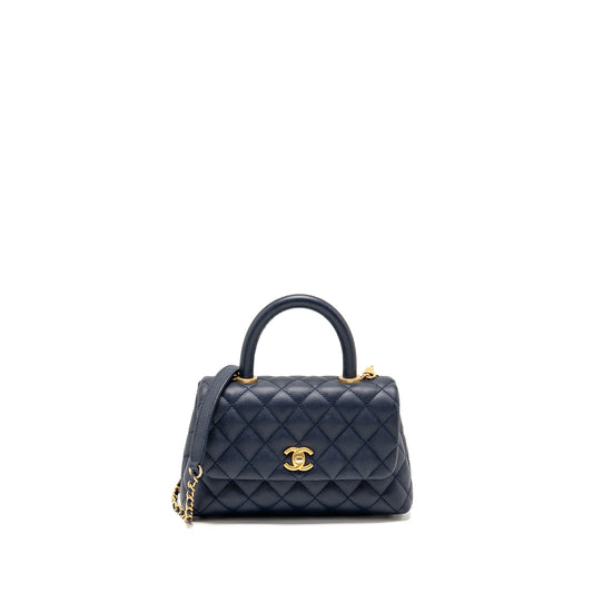Chanel Small Coco Handle Caviar Navy GHW