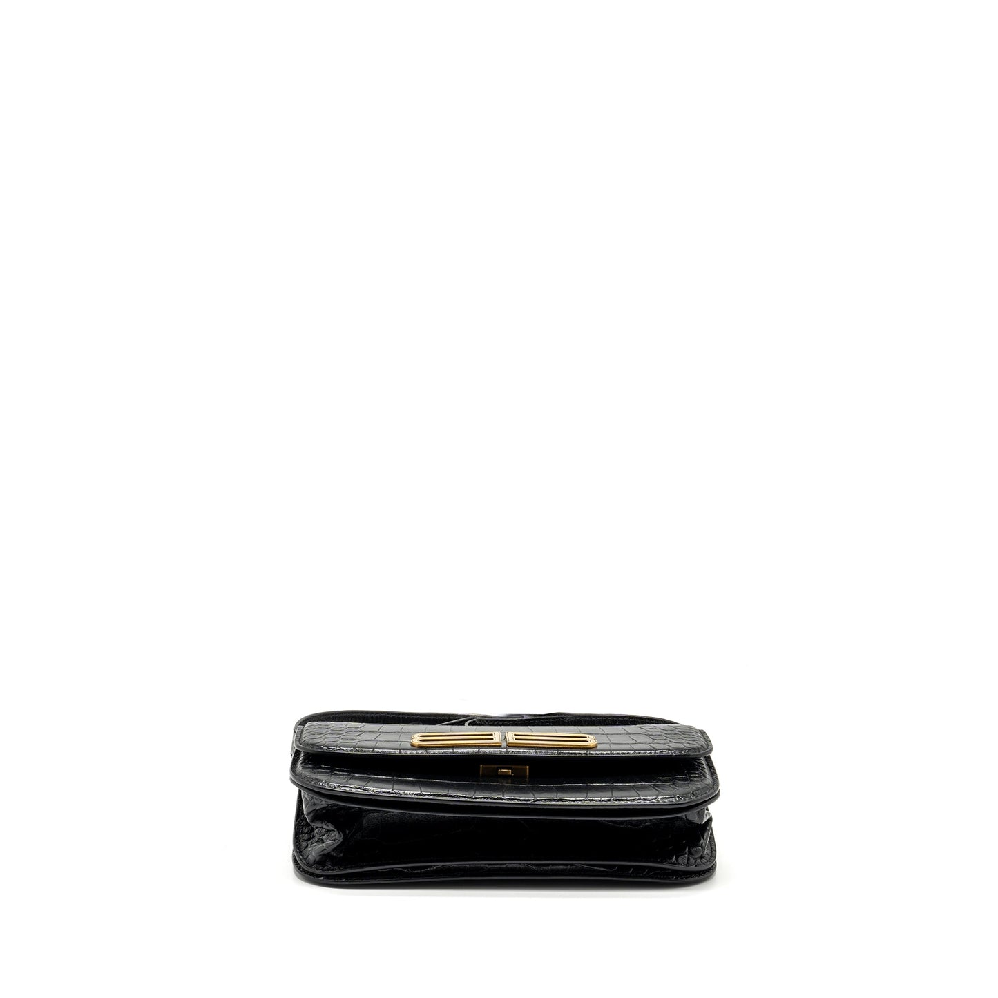 Balenciaga Gossip shoulder bag croc-embossed calfskin black GHW
