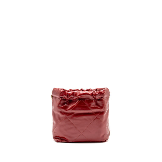 Chanel Mini 22 Bag Shiny Calfskin Red GHW (Microchip)