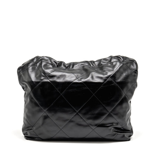 Chanel Medium 22 Bag Gold Letter Shiny Calfskin Black GHW (microchip)
