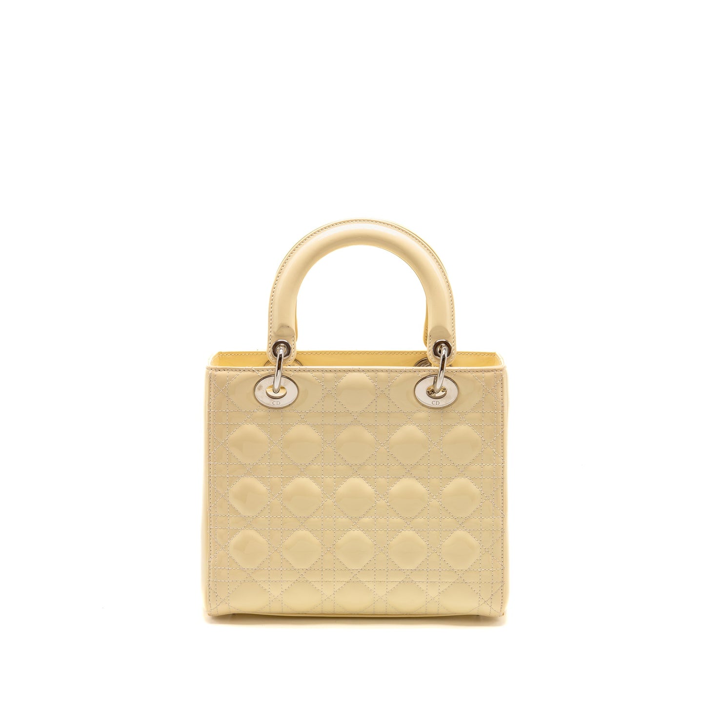 Dior Medium Lady Dior Patent Light Yellow SHW