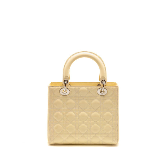Dior Medium Lady Dior Patent Light Yellow SHW
