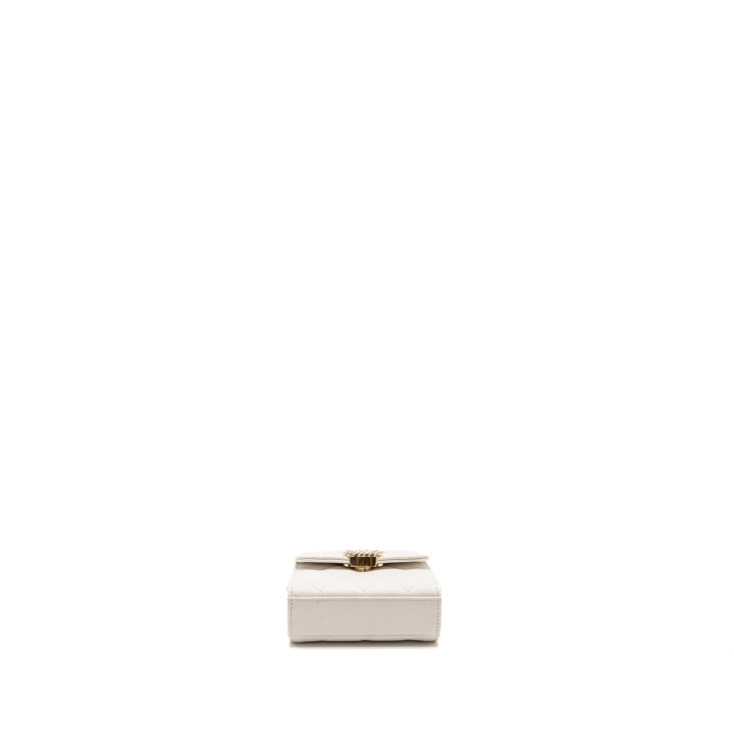 Chanel Top Handle Mini flap clutch with chain caviar white LGHW (microchip)