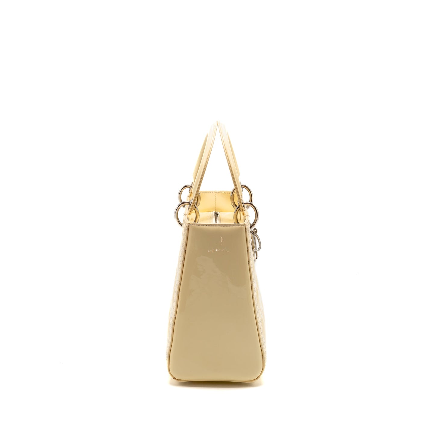 Dior Medium Lady Dior Patent Light Yellow SHW