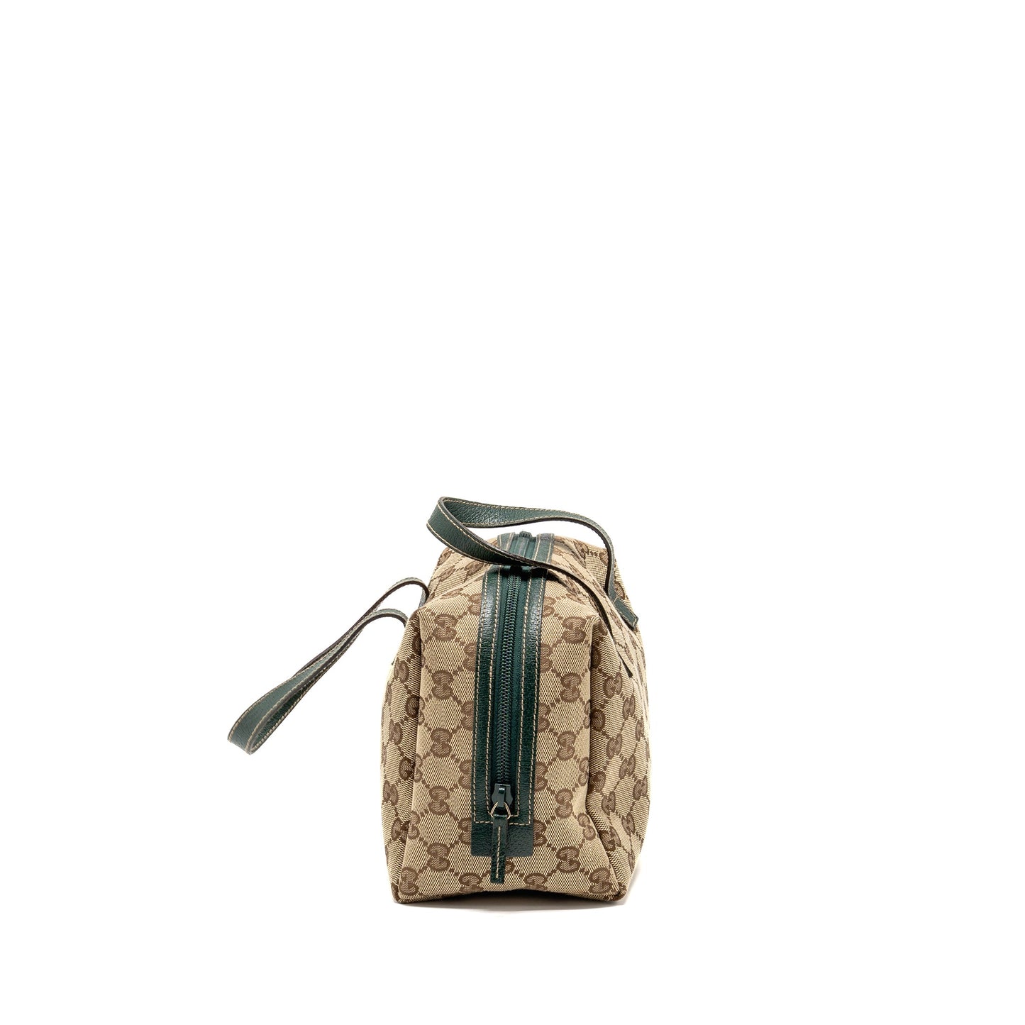 Gucci Balthus Tofu Handbag GG Canvas/ Leather Beige/ Dark Green