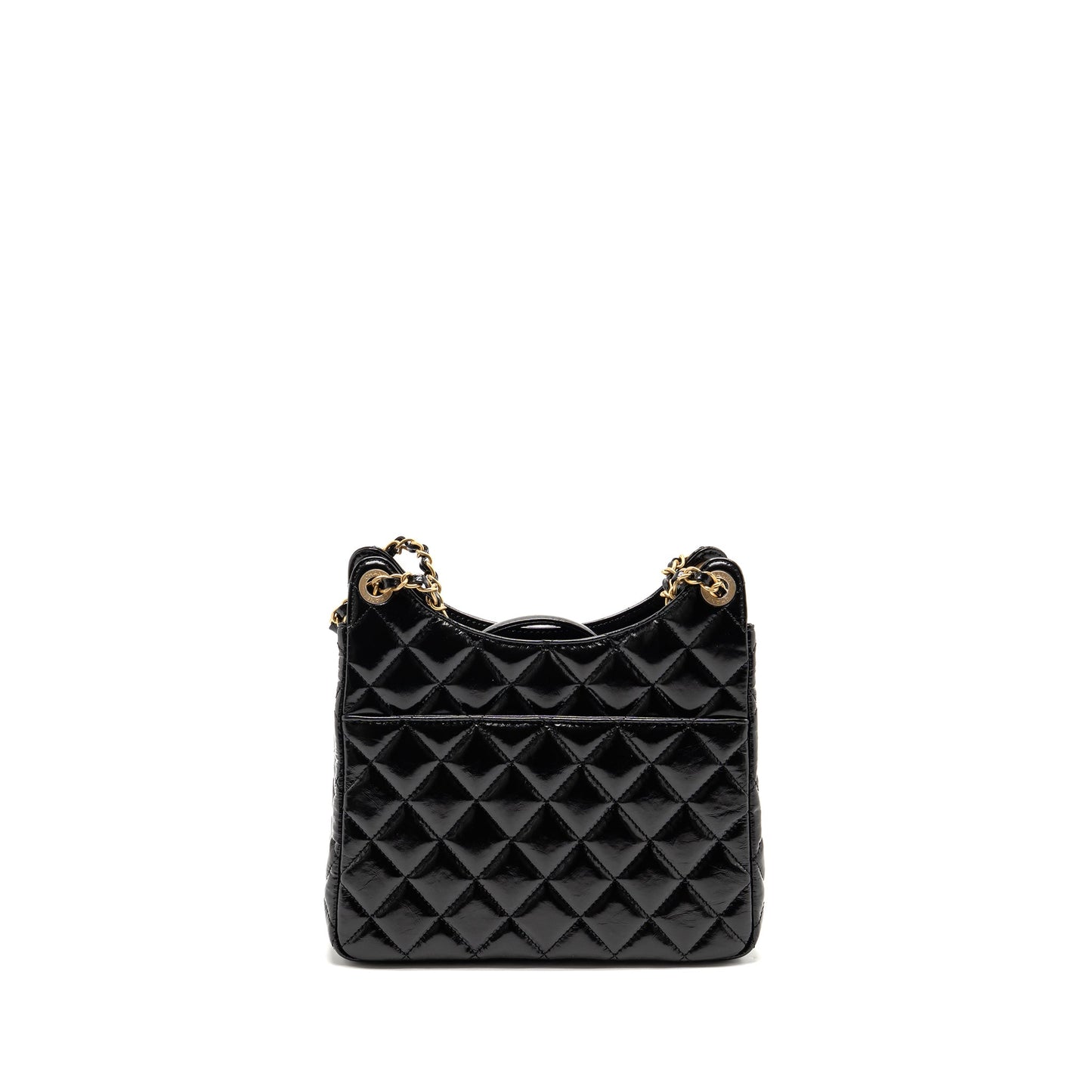 Chanel Hobo Bag Shiny Calfskin Black Brushed GHW