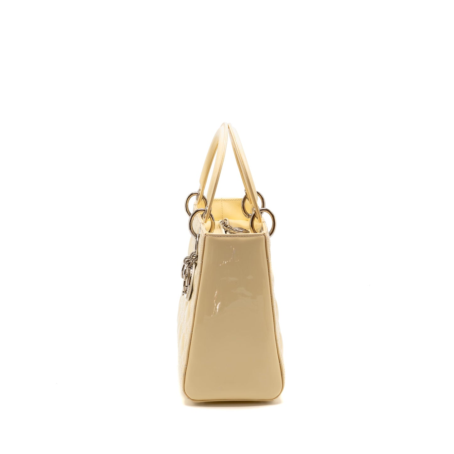 Dior Medium Lady Dior Patent Light Yellow SHW